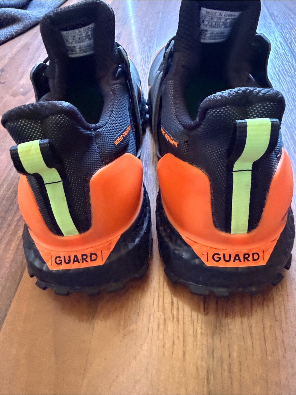 adidas Black Sneakers with Orange Trim and Neon Green Insole - Picture 10 of 11